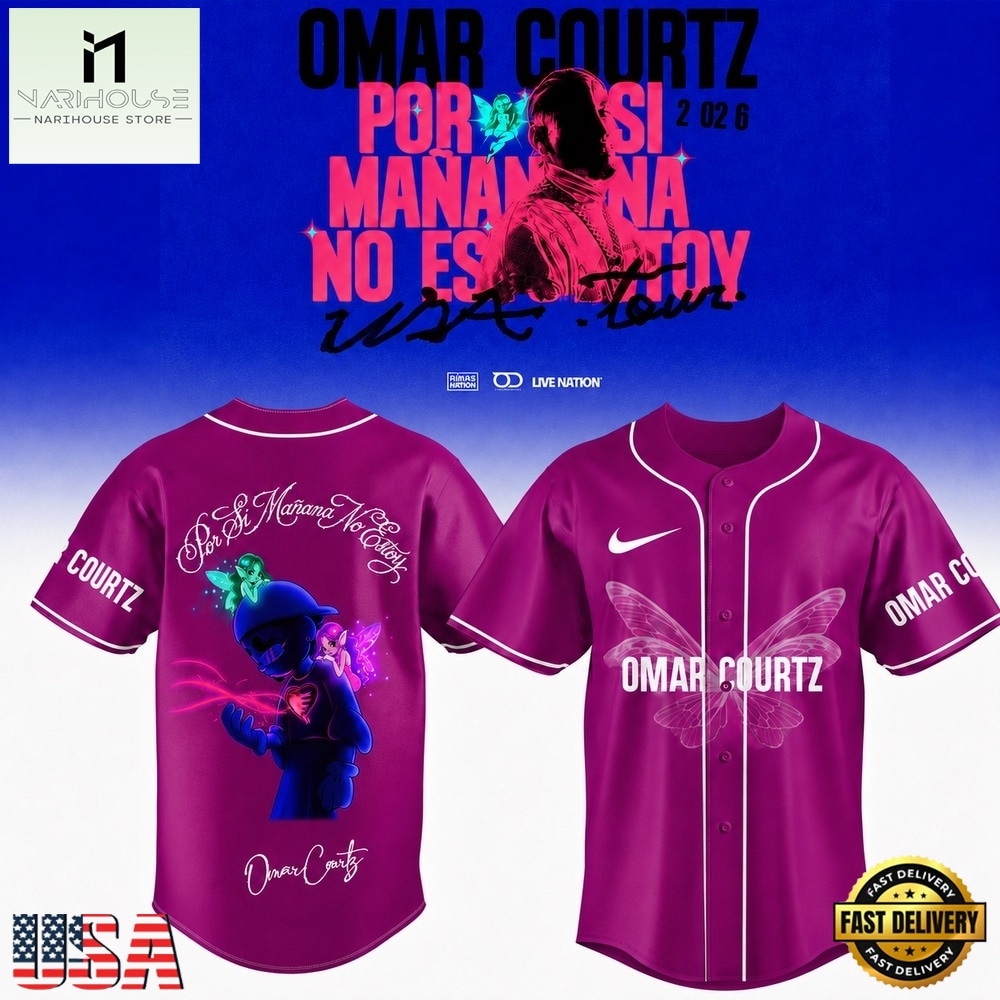 Omar Courtz Por Si Manana No Estoy Tour Signature Pink Design Baseball Jersey, Concert Baseball Jersey Omar Courtz Por Si Manana No Estoy Tour Signature Pink Design Baseball Jersey, Concert Baseball Jersey