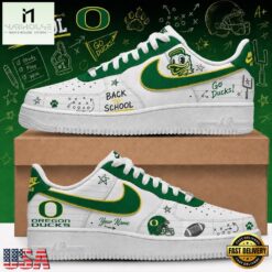 Oregon Ducks 2026 NCAA Football Back To School Air Force 1 Shoes Sneakers , Sporty Sneakers Shoes Oregon Ducks 2026 Ncaa Football Back TO School Air Force 1 Shoes Sneakers