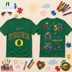 Oregon Ducks NCAA Autism Awareness Puzzle Ribbon T Shirt , NCAA College 3D Shirt Oregon Ducks Ncaa Autism Awareness Puzzle Ribbon T Shirt