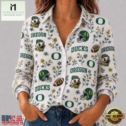 Oregon Ducks NCAA College Spirit Blossoms Women Casual Shirt, CAA Women Team Shirt Oregon Ducks Ncaa College Spirit Blossoms Women Casual Shirt