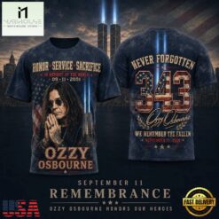 Ozzy Osbourne Twin Towers Tribute 343 Remembering September 11 3D Shirt, Popular 3D Music Tee Ozzy Osbourne Twin Towers Tribute 343 Remembering September 11 3D Shirt