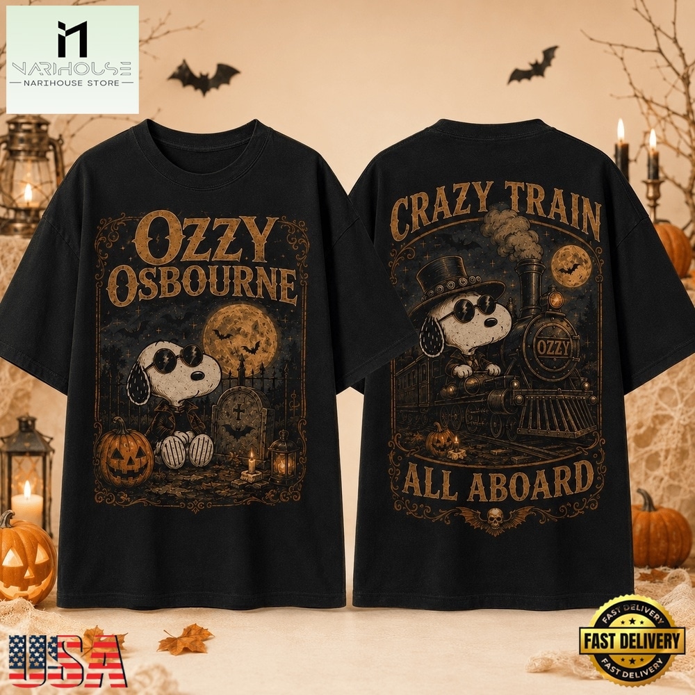 Ozzy Osbourne x Snoopy Halloween Crazy Train All Aboard 3D Shirt , Popular 3D Music Tee Ozzy Osbourne x Snoopy Halloween Crazy Train All Aboard 3D Shirt , Popular 3D Music Tee