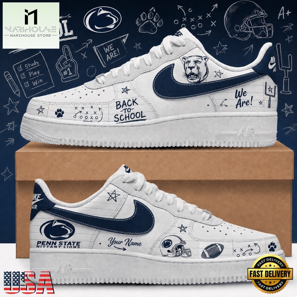 Penn State Nittany Lions 2026 NCAA Football Back To School Air Force 1 Shoes Sneakers , Sporty Sneakers Shoes Penn State Nittany Lions 2026 NCAA Football Back To School Air Force 1 Shoes Sneakers , Sporty Sneakers Shoes