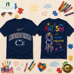 Penn State Nittany Lions NCAA Autism Awareness Puzzle Ribbon T Shirt , NCAA College 3D Shirt Penn State Nittany Lions Ncaa Autism Awareness Puzzle Ribbon T Shirt