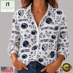 Penn State Nittany Lions NCAA College Spirit Blossoms Women Casual Shirt, CAA Women Team Shirt Penn State Nittany Lions Ncaa College Spirit Blossoms Women Casual Shirt