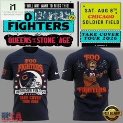 Perfect Shirt Foo Fighters x Chicago Bears, Take Cover Tour 2026 T Shirt , Music Fans 3D T Shirt Perfect Shirt Foo Fighters X Chicago Bears Take Cover Tour 2026 T Shirt