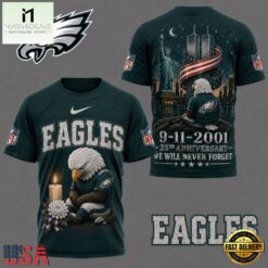 Philadelphia Eagles NFL 9 11 25th Anniversary Never Forget Memorial 3D T Shirt, NFL Sporty Shirt Philadelphia Eagles Nfl 9 11 25th Anniversary Never Forget Memorial 3D T Shirt