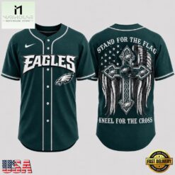 Philadelphia Eagles NFL Stand For The Flag Kneel For The Cross Baseball Jersey Shirt , NFL Game Day Jersey Philadelphia Eagles Nfl Stand For The Flag Kneel For The Cross Baseball Jersey Shirt