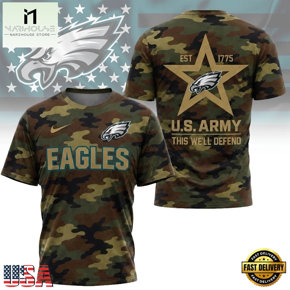 Philadelphia Eagles NFL Veterans US Army Camo New Design 3D Shirt , NFL Sporty Shirt Philadelphia Eagles NFL Veterans US Army Camo New Design 3D Shirt , NFL Sporty Shirt