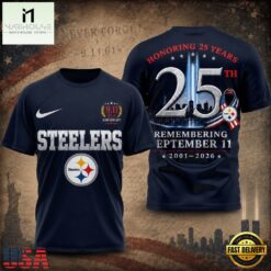 Pittsburgh Steelers NFL Honoring 25 Years Remembering September 11 T Shirt, NFL Sporty Shirt Pittsburgh Steelers Nfl Honoring 25 Years Remembering September 11 T Shirt