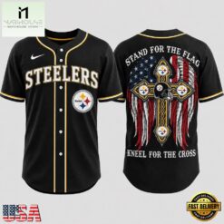 Pittsburgh Steelers NFL Stand For The Flag Kneel For The Cross Baseball Jersey Shirt , NFL Game Day Jersey Pittsburgh Steelers Nfl Stand For The Flag Kneel For The Cross Baseball Jersey Shirt
