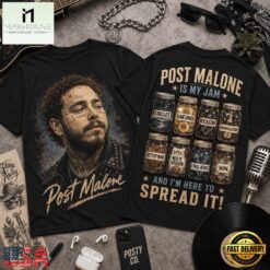 Post Malone Is My Jam Songs in Jars Front and Back T Shirt, Popular 3D Music Tee Post Malone IS MY Jam Songs IN Jars Front And Back T Shirt