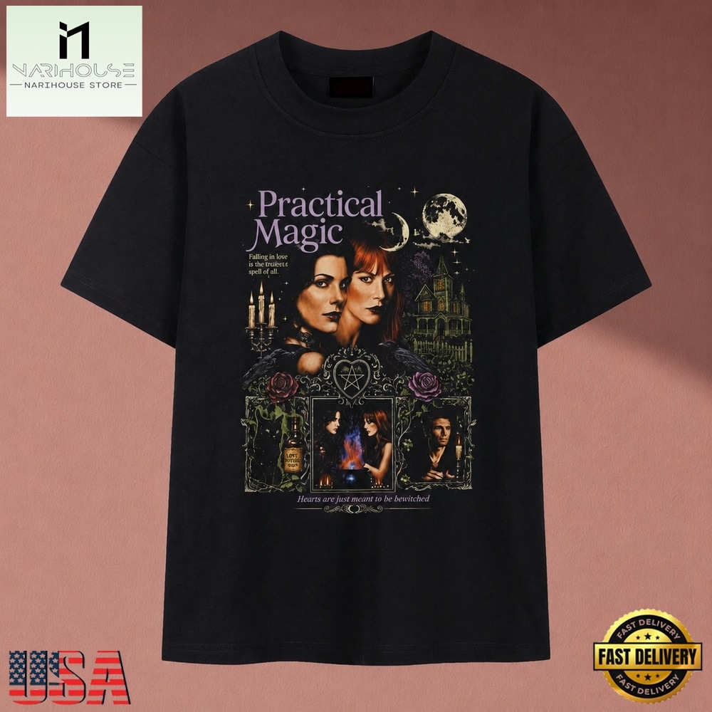 Practical Magic Movie Graphic T Shirt, Vintage Witchy Halloween Tee , Music Fan 2D Shirt Practical Magic Movie Graphic T Shirt, Vintage Witchy Halloween Tee , Music Fan 2D Shirt