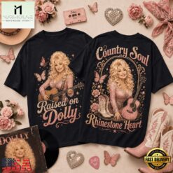 Raised on Dolly Parton Country Soul Rhinestone Heart T Shirt, Popular 3D Music Tee Raised ON Dolly Parton Country Soul Rhinestone Heart T Shirt