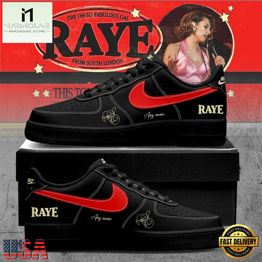 RAYE This Tour May Contain New Music Tour 2026 Custom Black Air Force 1 Shoes RAYE This Tour May Contain New Music Tour 2026 Custom Black Air Force 1 Shoes