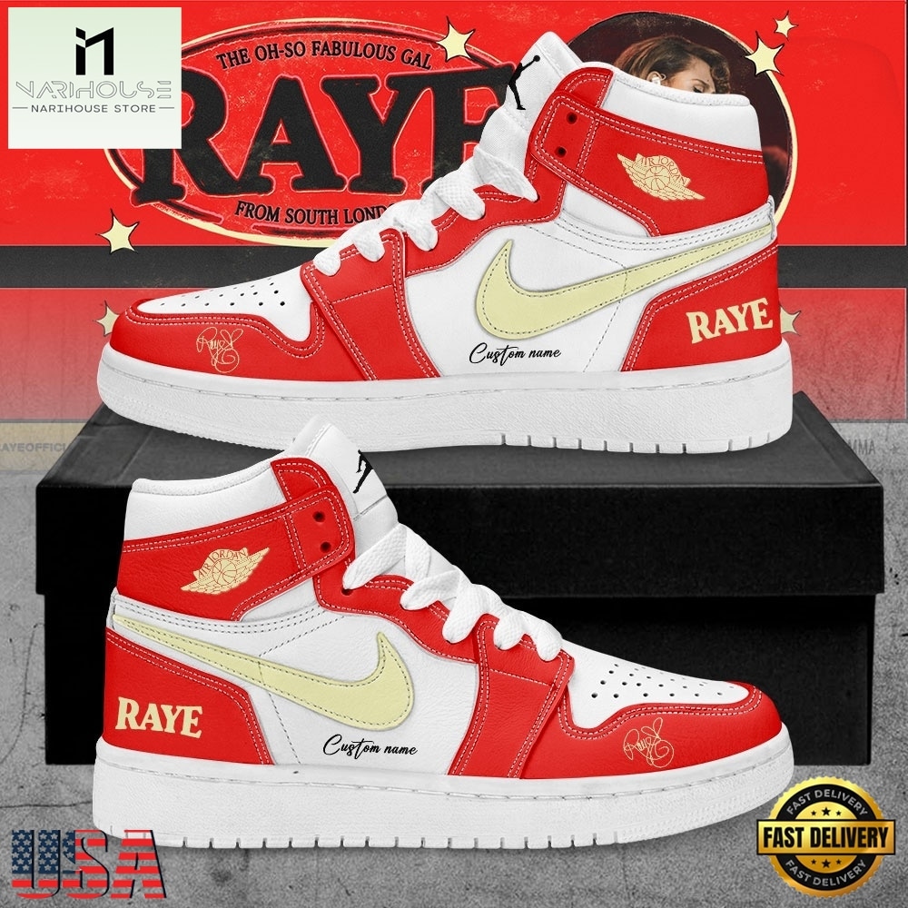 RAYE This Tour May Contain New Music Tour 2026 Custom Red Air Jordan 1 Shoes RAYE This Tour May Contain New Music Tour 2026 Custom Red Air Jordan 1 Shoes