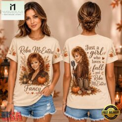 Reba McEntire Autumn Leaves Pumpkin Portrait Unisex 3D Shirt , Music Fans 3D T Shirt Reba Mcentire Autumn Leaves Pumpkin Portrait Unisex 3D Shirt