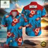 Red Flowers on Blue Rush Rock Music Band Summer Aloha Hawaiian Shirt