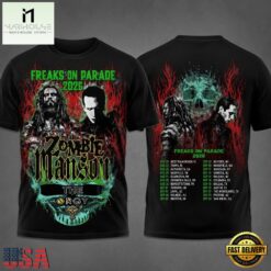 Rob Zombie Marilyn Manson Freaks On Parade Tour 2026 T Shirt, Popular 3D Music Tee Rob Zombie Marilyn Manson Freaks ON Parade Tour 2026 T Shirt