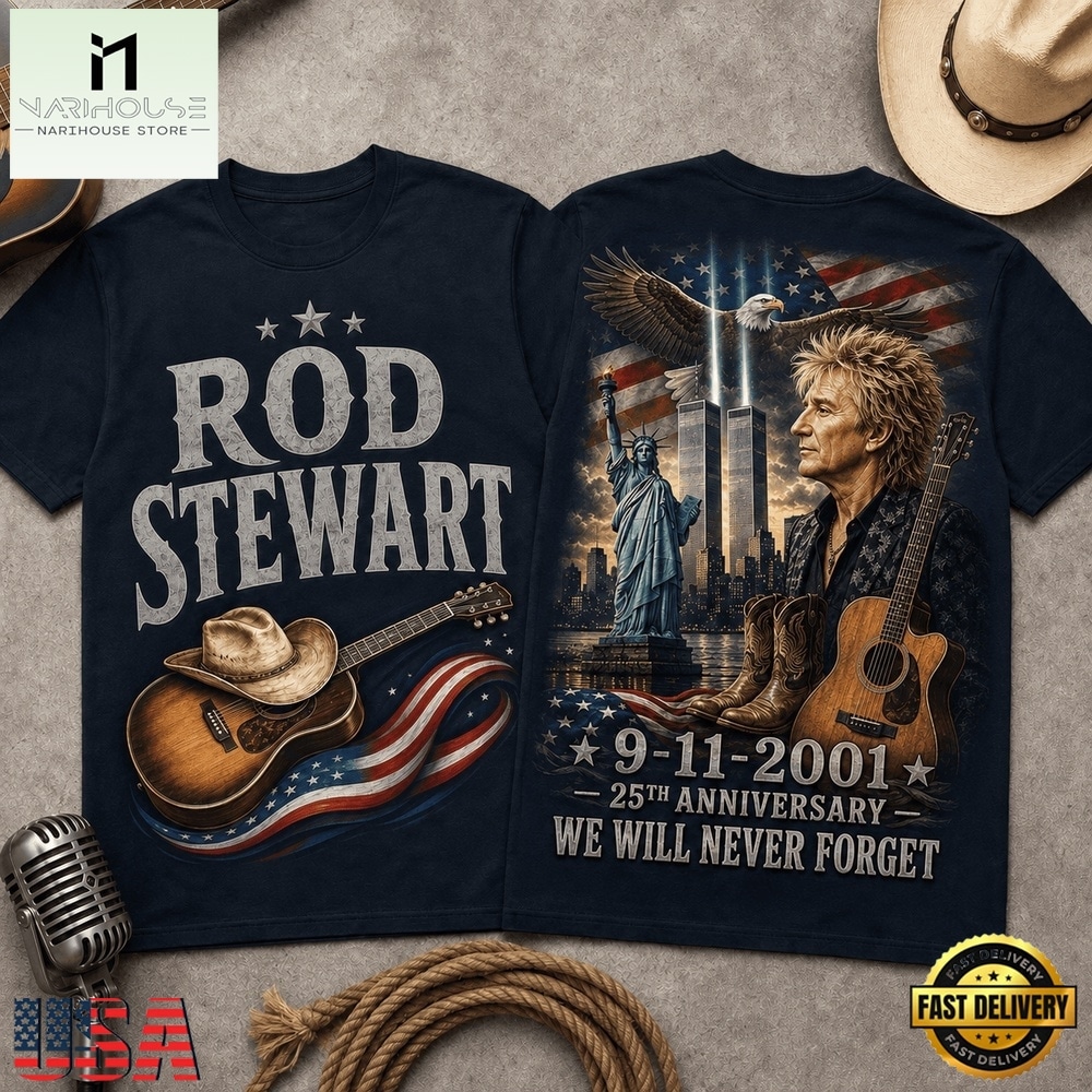 Rod Stewart 911 Memorial 25th Anniversary 3D Shirt , Popular 3D Music Tee Rod Stewart 911 Memorial 25th Anniversary 3D Shirt , Popular 3D Music Tee