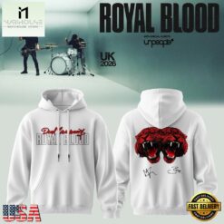 Royal Blood UK Tour 2026 Limited Edition Signature White Hoodie, Popular 3D Music Tee Royal Blood UK Tour 2026 Limited Edition Signature White Hoodie