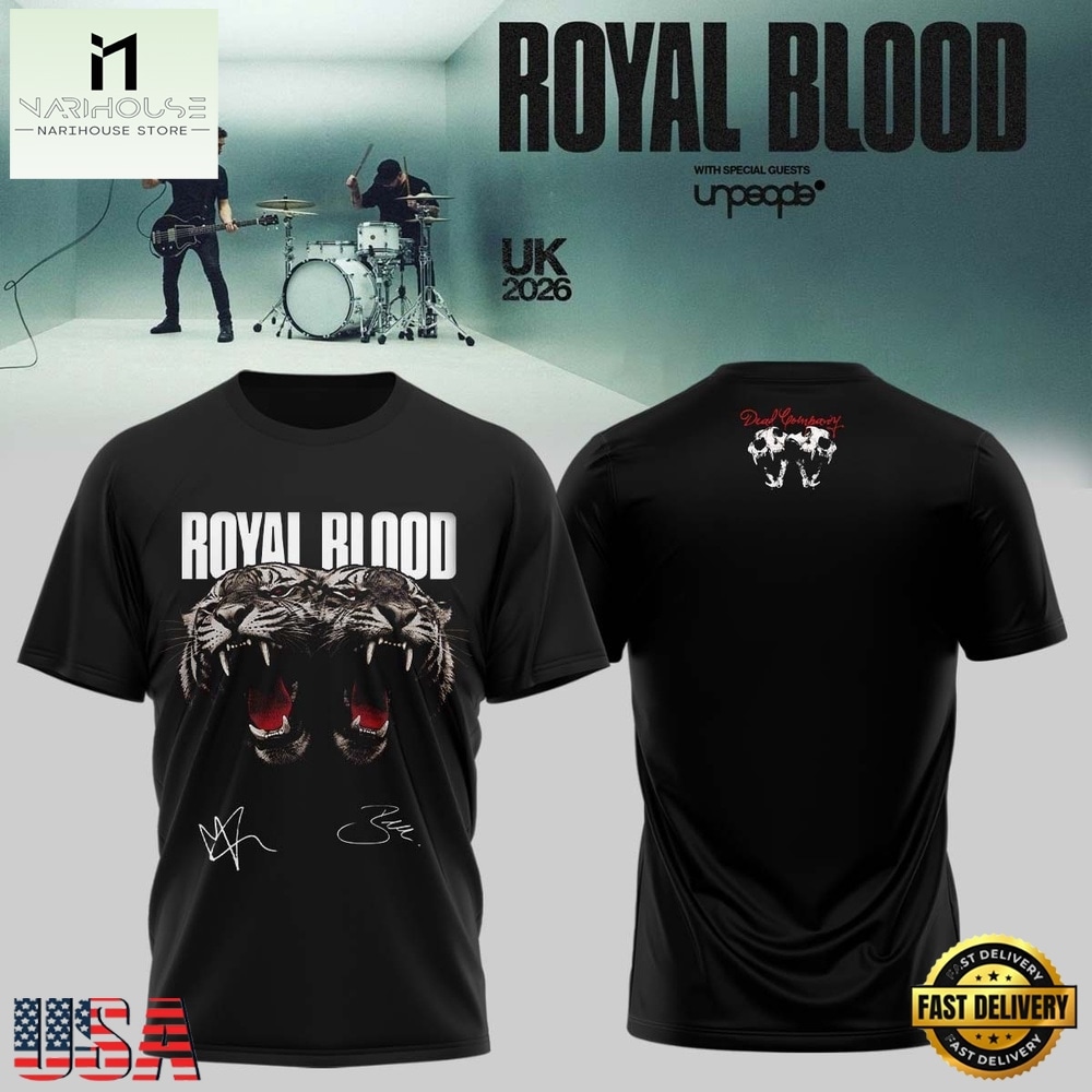 Royal Blood UK Tour 2026 Signed Special New T Shirt, Popular 3D Music Tee Royal Blood UK Tour 2026 Signed Special New T Shirt, Popular 3D Music Tee