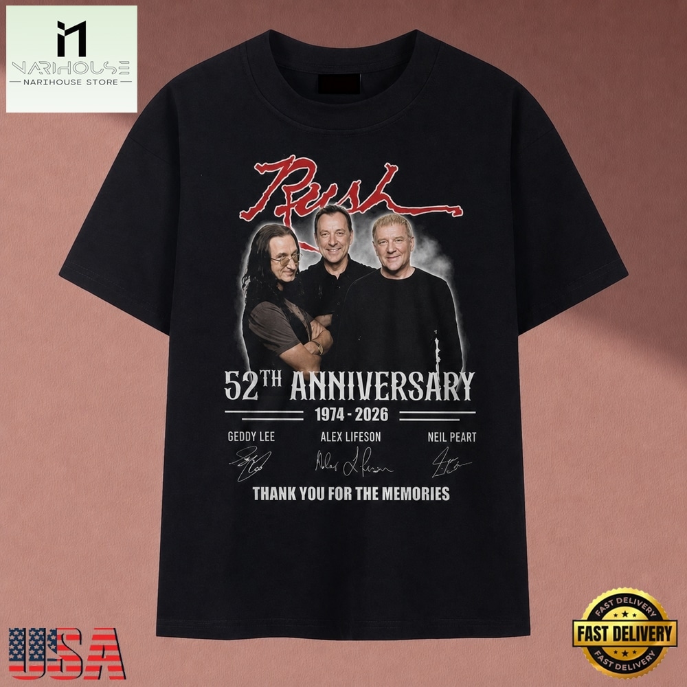 Rush Band 52th Anniversary 1974 2026 Thank You For The Memories T Shirt, Music Fan 2D Shirt Rush Band 52th Anniversary 1974 2026 Thank You For The Memories T Shirt, Music Fan 2D Shirt