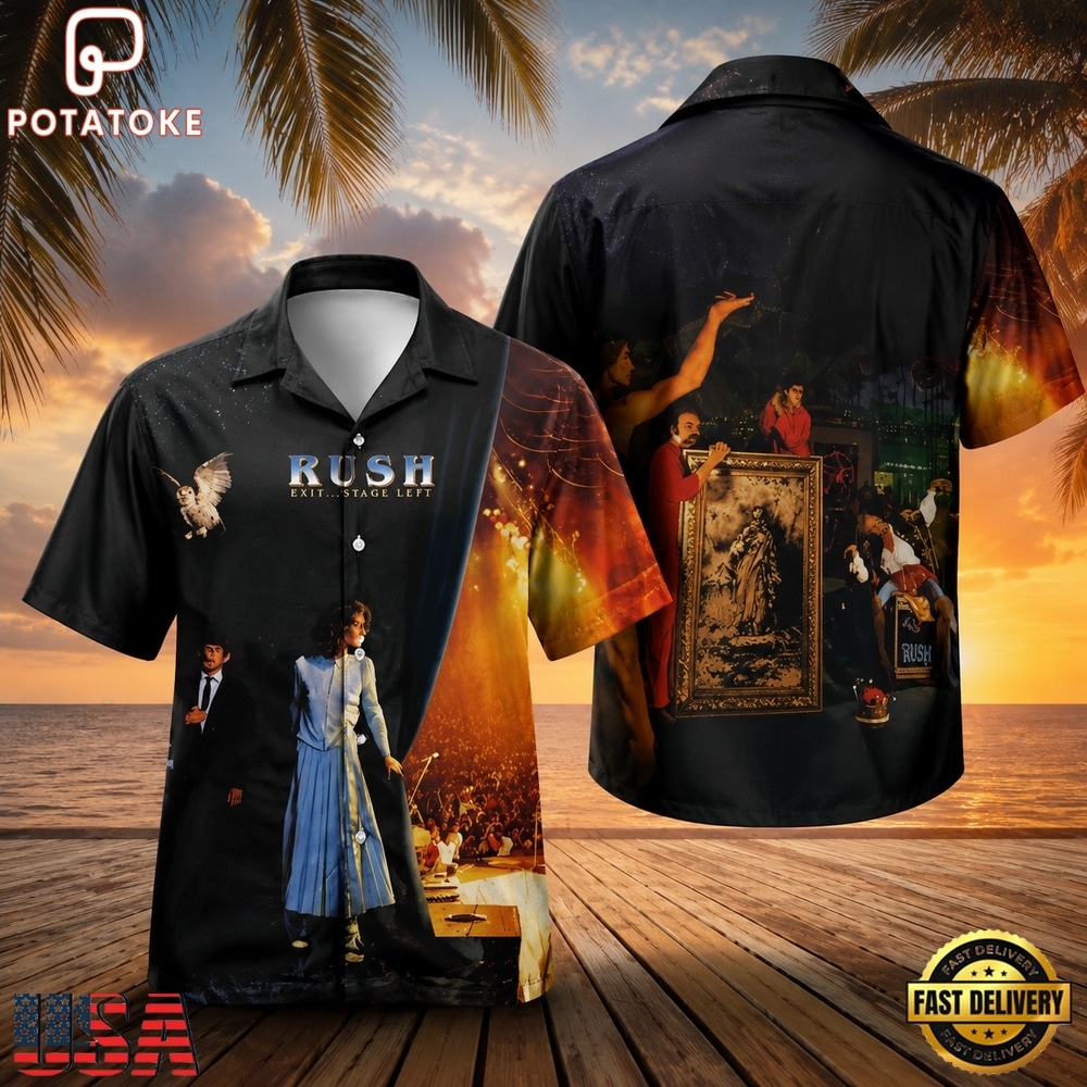 Rush Rock Band Exit Stage Left Hawaiian Shirt Rush Rock Band Exit Stage Left Hawaiian Shirt