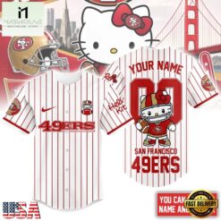 San Francisco 49ers NFL Kitty Game Day Custom Baseball Jersey Shirt , NFL Game Day Jersey San Francisco 49ers Nfl Kitty Game Day Custom Baseball Jersey Shirt
