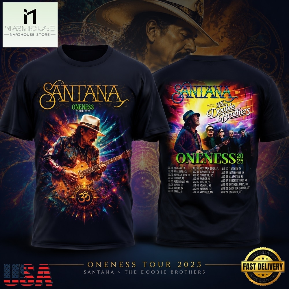 Santana and The Doobie Brothers Oneness Tour 2026 3D Shirt , Music Fans 3D T Shirt Santana and The Doobie Brothers Oneness Tour 2026 3D Shirt , Music Fans 3D T Shirt
