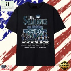 Seattle Seahawks 50th Anniversary 1976 2026 Legends Walking Signatures T Shirt, Stylish 2D Graphic Shirt Seattle Seahawks 50th Anniversary 1976 2026 Legends Walking Signatures T Shirt
