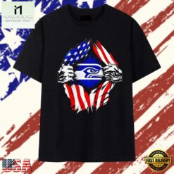 Seattle Seahawks American flag ripped chest T Shirt, Stylish 2D Graphic Shirt Seattle Seahawks American Flag Ripped Chest T Shirt