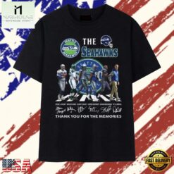 Seattle Seahawks Legends Walking Abbey Road Style Signatures T Shirt, Stylish 2D Graphic Shirt Seattle Seahawks Legends Walking Abbey Road Style Signatures T Shirt