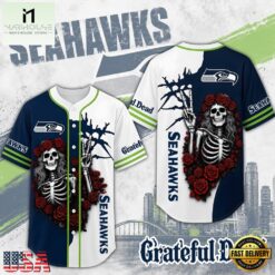 Seattle Seahawks NFL Game Day Grateful Dead Baseball Jersey Shirt, NFL Game Day Jersey Seattle Seahawks Nfl Game Day Grateful Dead Baseball Jersey Shirt