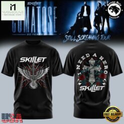 Skillet Band I Need A Hero Comatose 20th Anniversary Tour T Shirt, Popular 3D Music Tee Skillet Band I Need A Hero Comatose 20th Anniversary Tour T Shirt