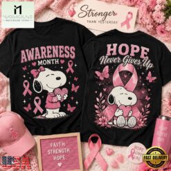 Snoopy Breast Cancer Awareness Month 3D Shirt , Music Fans 3D T Shirt Snoopy Breast Cancer Awareness Month 3D Shirt
