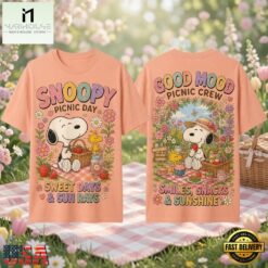 Snoopy Picnic Day, Good Mood Picnic Crew 3D Shirt, Popular 3D Music Tee Snoopy Picnic Day Good Mood Picnic Crew 3D Shirt