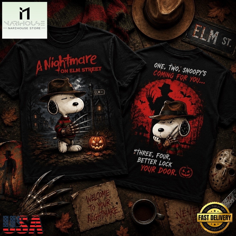 Snoopy’s Nightmare on Elm Street Halloween 3D Shirt , Popular 3D Music Tee Snoopy’s Nightmare on Elm Street Halloween 3D Shirt , Popular 3D Music Tee