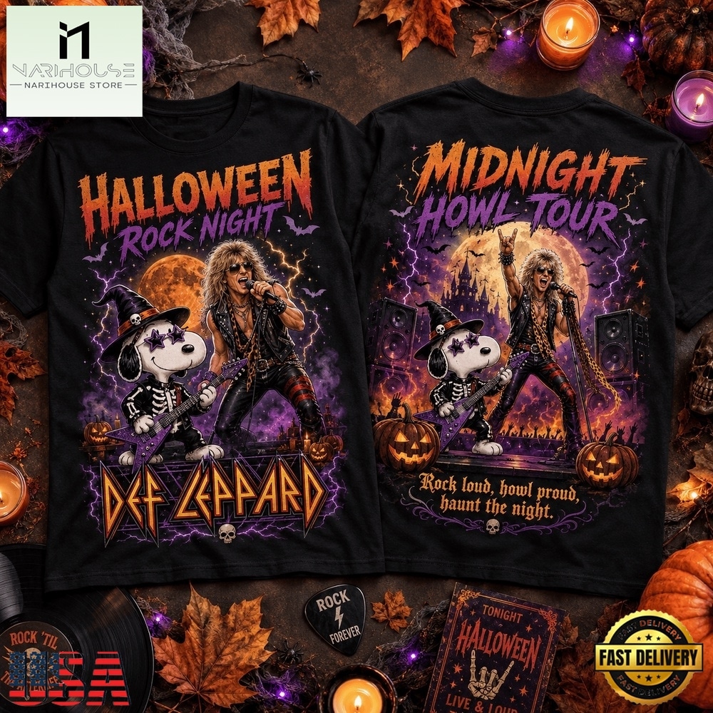 Snoopy x Def Leppard Halloween Midnight Howl Tour 3D Shirt , Popular 3D Music Tee Snoopy x Def Leppard Halloween Midnight Howl Tour 3D Shirt , Popular 3D Music Tee