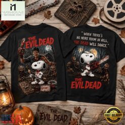 Snoopy x The Evil Dead Groovy Halloween 3D Shirt , Popular 3D Music Tee Snoopy X The Evil Dead Groovy Halloween 3D Shirt