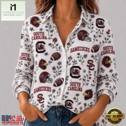 South Carolina Gamecocks NCAA College Spirit Blossoms Women Casual Shirt, CAA Women Team Shirt South Carolina Gamecocks Ncaa College Spirit Blossoms Women Casual Shirt