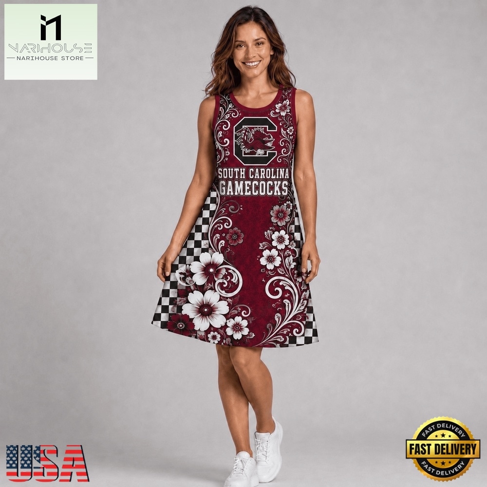 South Carolina Gamecocks NCAA Sporty Floral Elegance Women’s Sleeveless Dress, NCAA Women Team Dress South Carolina Gamecocks NCAA Sporty Floral Elegance Women’s Sleeveless Dress, NCAA Women Team Dress