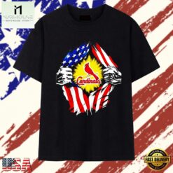 St Louis Cardinals American flag ripped chest T Shirt, Stylish 2D Graphic Shirt ST Louis Cardinals American Flag Ripped Chest T Shirt