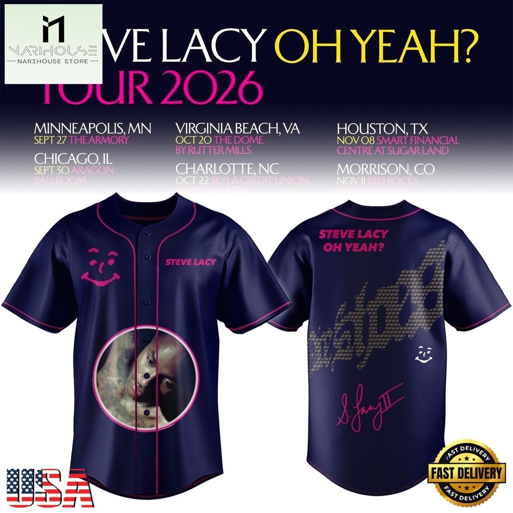 Steve Lacy Oh Yeah Tour 2026 Graphic Signature Baseball Jersey, Concert Baseball Jersey Steve Lacy Oh Yeah Tour 2026 Graphic Signature Baseball Jersey, Concert Baseball Jersey