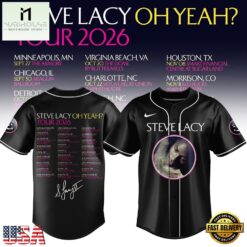 Steve Lacy Oh Yeah Tour 2026 Graphic Signature Schedule Baseball Jersey, Concert Baseball Jersey Steve Lacy OH Yeah Tour 2026 Graphic Signature Schedule Baseball Jersey