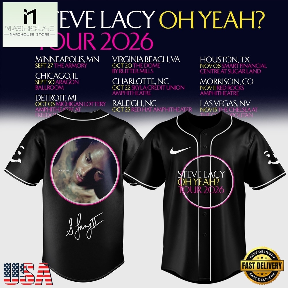 Steve Lacy Oh Yeah Tour 2026 Limited Edition Signature Baseball Jersey, Concert Baseball Jersey Steve Lacy Oh Yeah Tour 2026 Limited Edition Signature Baseball Jersey, Concert Baseball Jersey