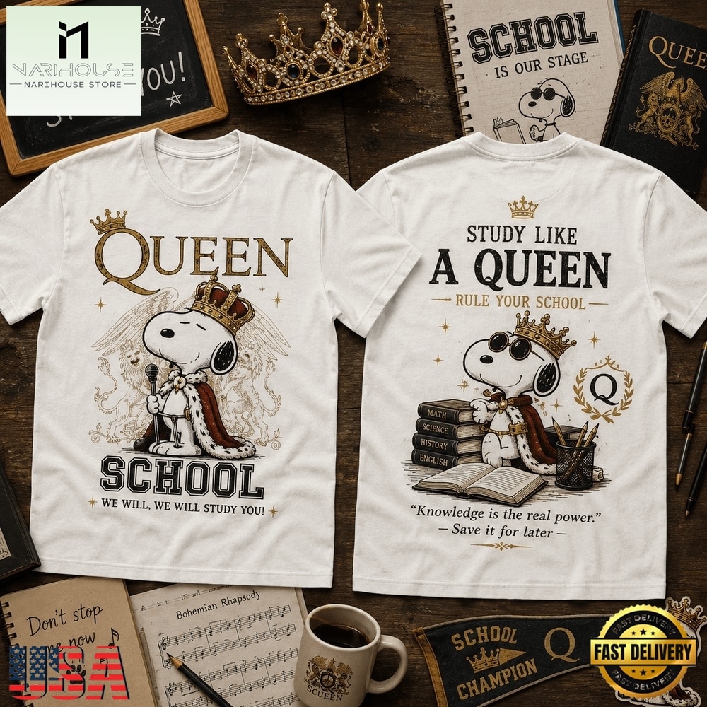 Study Like a Queen Snoopy School Tour 3D Shirt , Popular 3D Music Tee Study Like a Queen Snoopy School Tour 3D Shirt , Popular 3D Music Tee