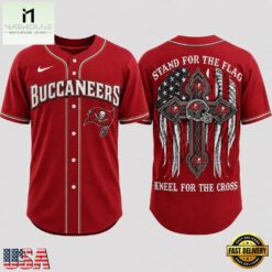 Tampa Bay Buccaneers NFL Stand For The Flag Kneel For The Cross Baseball Jersey Shirt , NFL Game Day Jersey Tampa Bay Buccaneers Nfl Stand For The Flag Kneel For The Cross Baseball Jersey Shirt