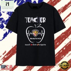 Teacher Baltimore Ravens Teach Love Inspire T Shirt , Stylish 2D Graphic Shirt Teacher Baltimore Ravens Teach Love Inspire T Shirt