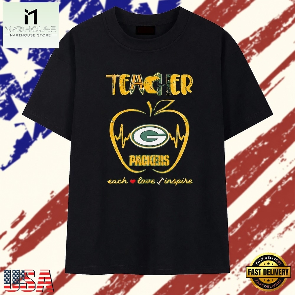 Teacher Green Bay Packers Teach Love Inspire Apple T Shirt , Stylish 2D Graphic Shirt Teacher Green Bay Packers Teach Love Inspire Apple T Shirt , Stylish 2D Graphic Shirt